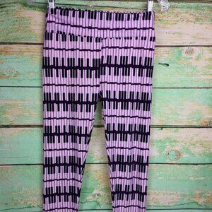 Lularoe women's purple & black stretch lounge legging pants Sz One Size
